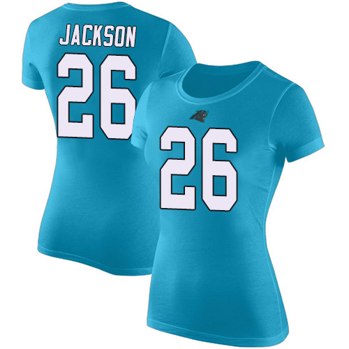 Carolina Panthers Blue Women Donte Jackson Rush Pride Name and Number NFL Football #26 T Shirt